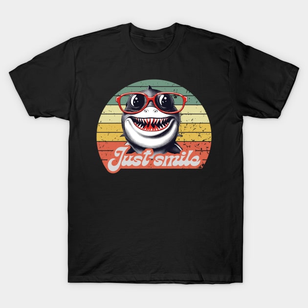 Just smile funny shark with red glasses T-Shirt by TRACHLUIM